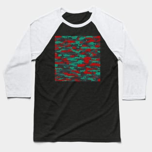 Camo Pattern - Red Teal Baseball T-Shirt